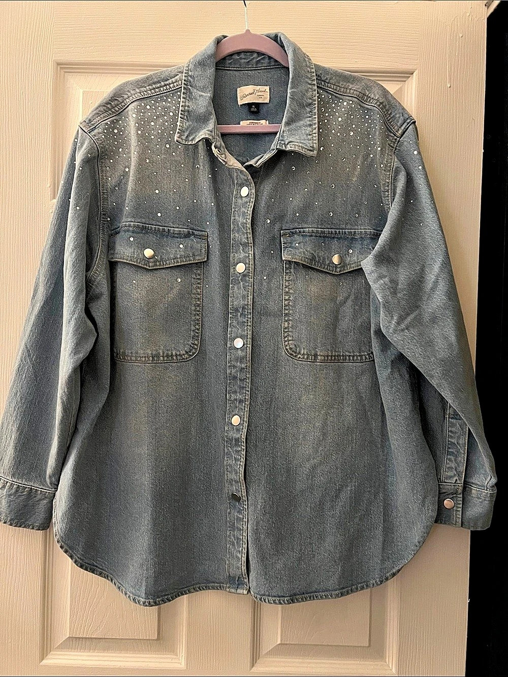 Universal Thread Studded Denim Shirt Jacket in Blue Oversized New  WOT